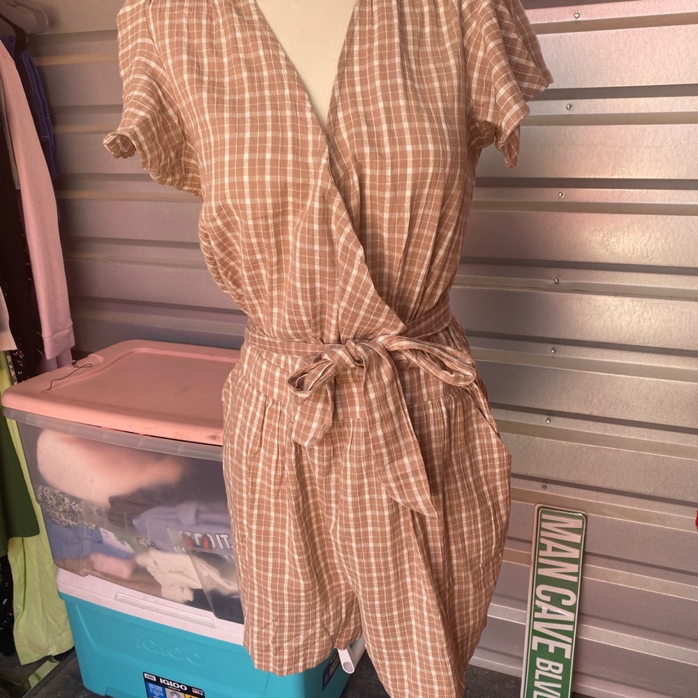 Plaid Brown Women's Wrap Shorts
